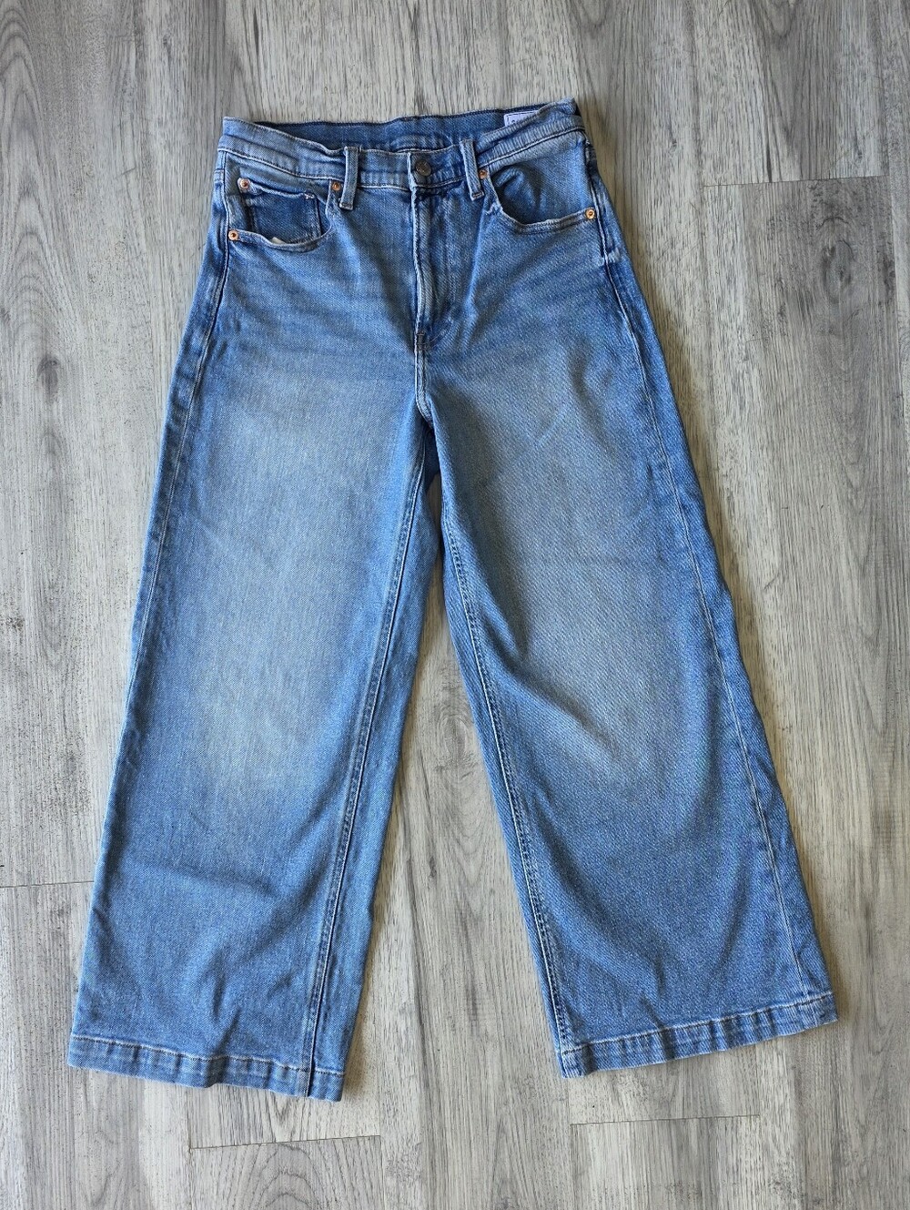 GAP Womens 28/6 High Rise Wide Ankle Jeans Light Wash Denim Cropped